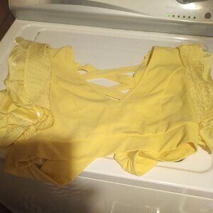 Yellow open back crop top